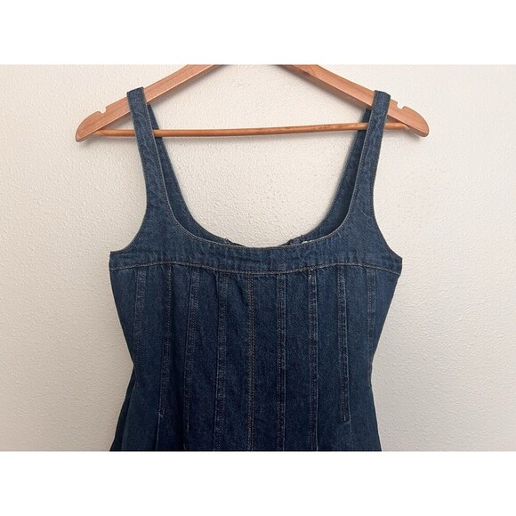 Reformation Violet Denim Mini Dress Corset Square Neck Western Women’s Size 2 - Picture 7 of 11